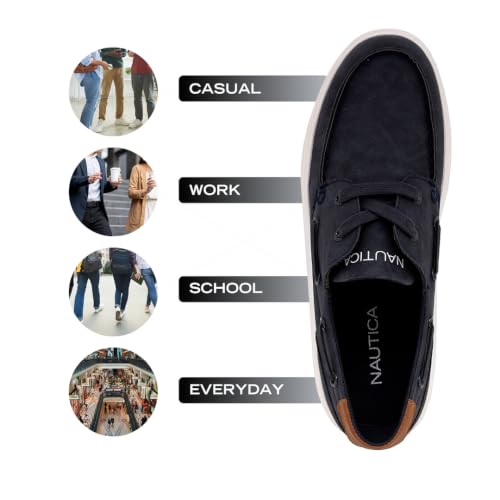 Image of NAUTICA Men's Lace-Up Boat Shoe Casual Loafers Comfort Sneaker - Walking Moccasin