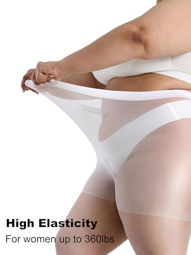HeyUU Plus Size Sheer Tights for Women, Ultra Thin Pantyhose Reinforced Toes High Waist Stockings XL-4XL3