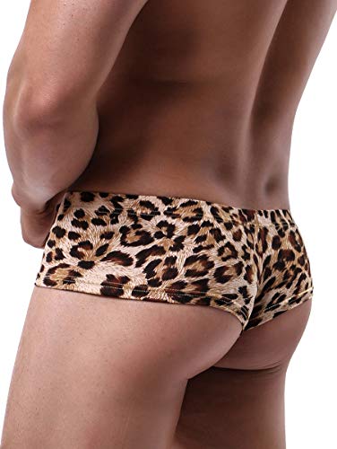 iKingsky Men's Leopard Cheeky Boxer Briefs Sexy Mini Cheek Thong Underwear Low Rise Brazilian Back Mens under Panties3
