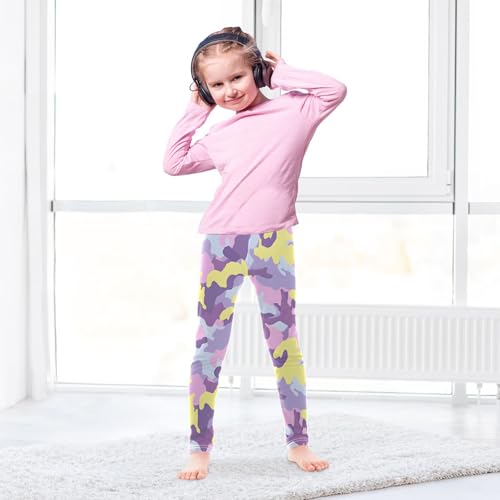 Purple Pink Yellow Camouflage Girls Leggings Soft Stretch Workout Yoga Dance Pants for Kids Casual Tights4