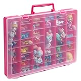 AISLE 3 ESSENTIALS Plastic Toy-Storage Case for Mini Brands, Hot Wheels, Shopkins, L.O.L. Surprise! Dolls, and Small Plastic Toys, Collectibles Storage Organizer, Pink
