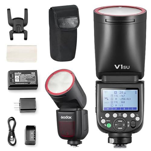 Image of Godox V1-S USA Version Flash for Sony, V1-SU Flash Speedlight with 2.4G Wireless TTL, Rechargeable Battery, 1 /8000s High-Speed Sync, 10 Levels LED Modeling Light On-Camera Round Head Flash Speedlite