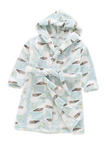 Unisex Kids Fleece Animal Printed Bathrobe Infant Flannel Little Baby Robes for Winter Outfit 18-24 M Blue Pigeon