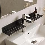 Mai & Mai Mensola per Lavandino del Bagno sopra i Rubinetti, Organizzatore da Bagno in Metallo, Scaffale per Rubinetto a Parete, Installazione con Foratura o Adesivo, 60cm, Grigio, Reglo-17