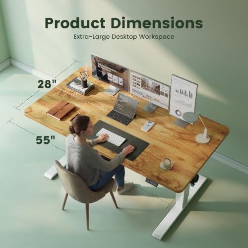 Image of Cubiker Computer Desk, Home Office Writing Study Desk, Modern Simple Style Laptop Table with Storage Bag (39.4 inch, Natural)
