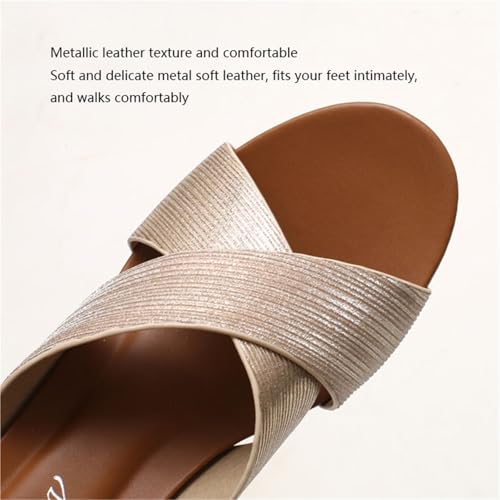 Womens Wedge Roman Shoes, Comfortable Summer Slip on Boho Open Toe Wedge Sandal Summer, Elegant Platform Non-slip Slides, for Walk, Travel, Shopping, Party, Office, Work, Beach, Work2