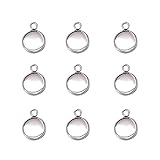 50pcs Frame Setting Tray Pendant for DIY Jewelry Making Stainless Steel Round Bezel Necklaces 6x6mm