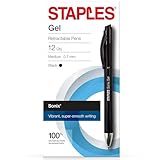 Staples Sonix Retractable Gel-Ink Pens, Medium Point, Black, Dozen