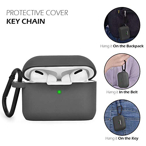 Image of GRIPP Rubon Silicone Case with Carabiner for AirPods Pro (1st Generation), 360 Shock Protection, Precise Cutout, Wireless Charging Support, Durable & Stylish - Charcoal