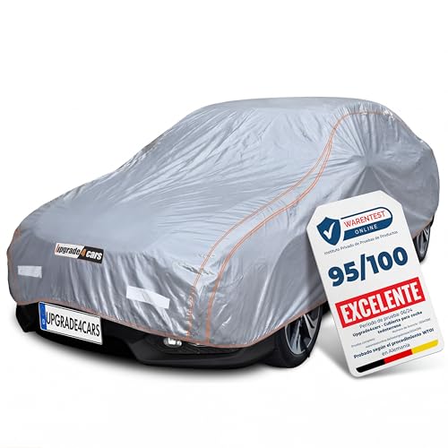 Upgrade4cars Funda Coche Exterior Versión 2026 Transpirable e Impermeable | Funda Completa para Todo el Año | Lona Universal para Coches Turismo   M (440x180x120 cm)
