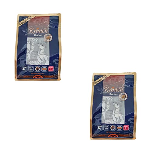 Kronch Pocket Lakse | Doppelpack | 2 x 600g | Getreidefreier Hundesnack mit frischem Lachs und Kartoffelmehl | Kann dabei helfen als Hundesnack für Zwischendurch zu dienen