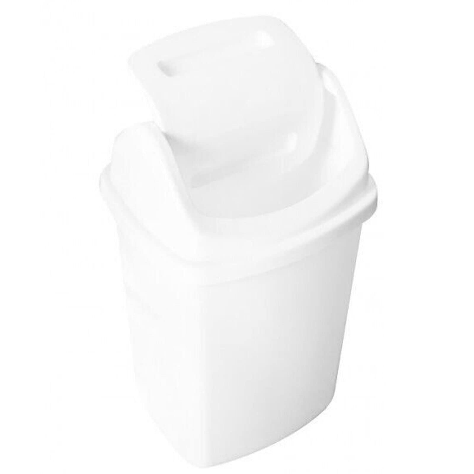 AHS Small Plastic Swing Bin 5L - Swing Top Desktop Kitchen Bathroom Garbage Dustbin - Waste Paper Rubbish Trash Can - Strong Removeable Lid - Mini Trash Can With Lid - White, 20cm x 27cm x 17.5cm