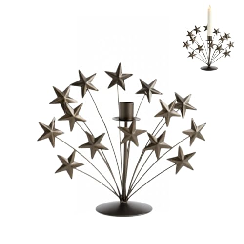 Metal Star Candle Holder, 9" Black Star Candlestick for 4th of July Patriotic Decor, Tabletop Centerpiece for Independence Day Party (1 pc)