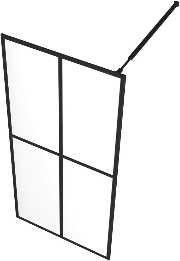 Leņķveida view of the vidaXL Walk-in Shower Screen with the adjustable supporting bar extended