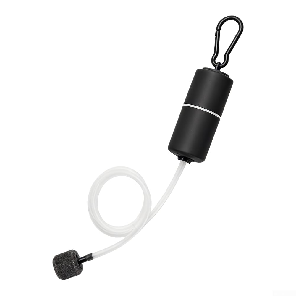 Marchfunny Compact USB Aquarium Air Pump 5V-6V 1W Low-Noise Oxygenator For Fish Tanks For Outdoor Fishing Seafood Oxygen Supply Power Bank Compatible(USB（DC5V） Black)