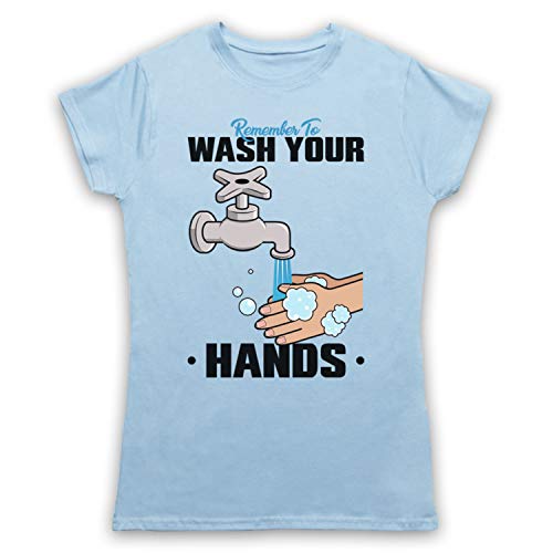 T-Shirt Bleu Clair pour Femmes Remember to Wash Your Hands en Taille M