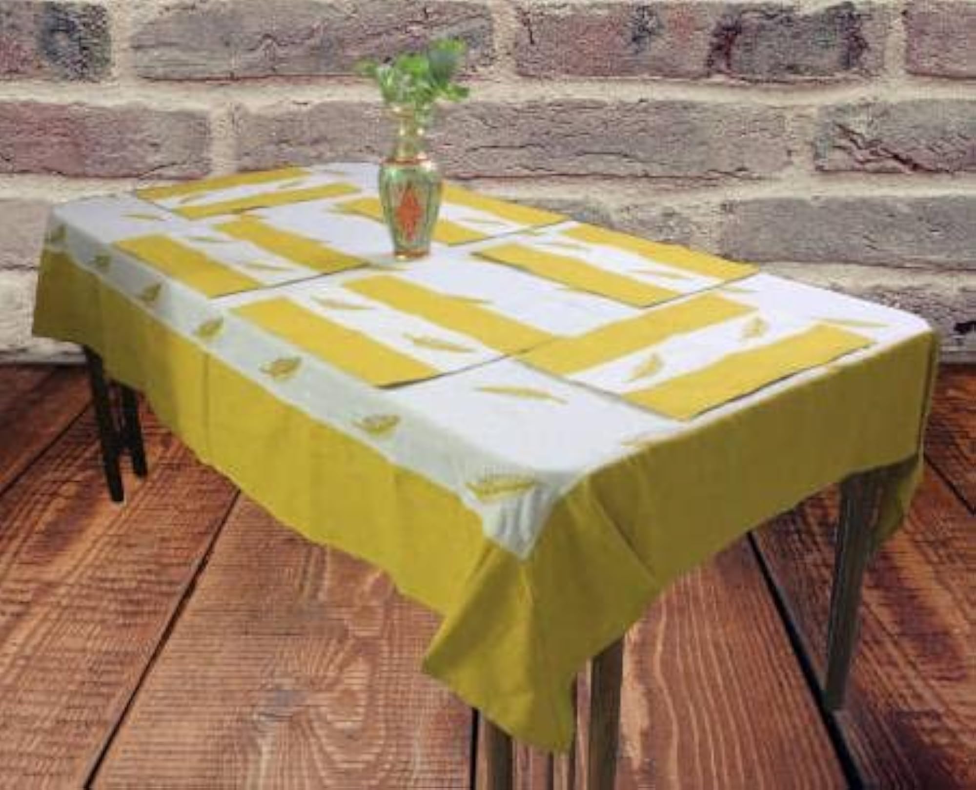 Cotton Adornado Leaf Embroidery Rectangle Table Cover