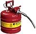 Justrite 7220120 - Galvanized Steel, AccuFlow Type II Red Safety Can with 5/8" Flexible Spout, Large ID zone, Meets OSHA & NFPA For Handling Hazardous liquids. . 2 Gallon (7.5L) Size.