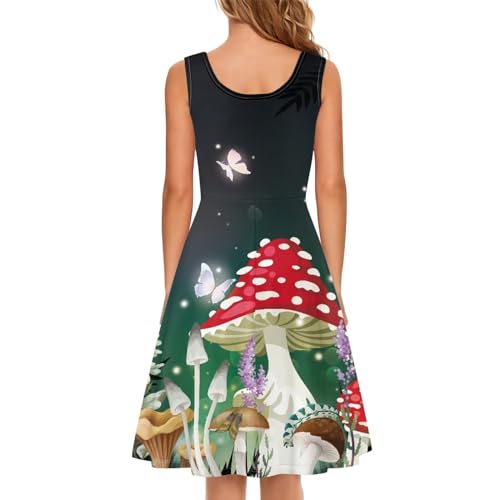 Image of Women's Casual Loose Sundress Midi Sleeveless Crewneck Dress Summer Beach Tank Dress with Pockets