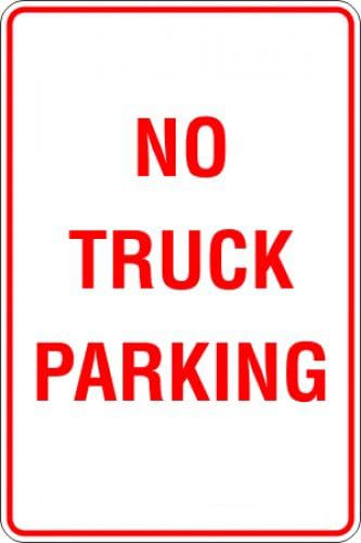 No Truck Parking Parking Signs, 12x8 Metal Tin Sign, No parking for trucks.