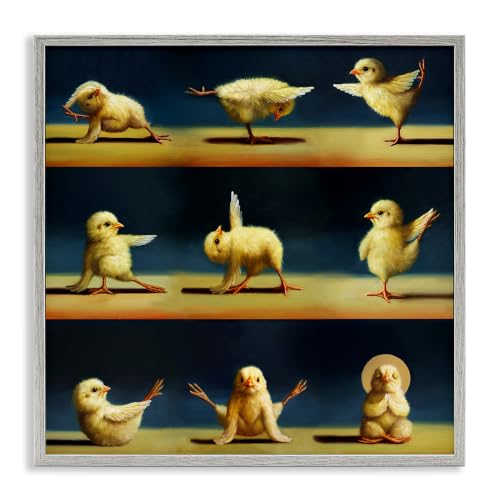 Yoga Chicks Humor Meditation, 12 x 12 Inch Framed Giclée Print