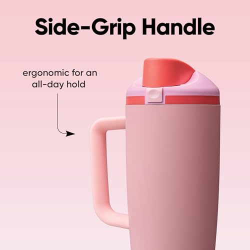 Image of Owala FreeSip Tumbler Insulated Stainless Steel Water Bottle with Built-in Straw and Side Handle, For Travel, Work, School, and Sports, 40oz, BPA Free, Leak Proof, Angel Food Cake