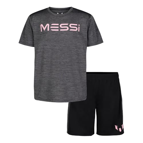 Image of Messi Boys' Lifestyle Short Sleeve 2-piece Set, Slim-fit Jersey Set With Top & Shorts