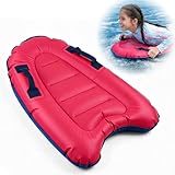 Bocguy Bodyboard Aufblasbar, 70x60x13cm Bodyboard Kinder mit Griffen, Tragbares Surfbrett Kinder, Faltbar Schwimmbrett Aufblasbar PVC Surfboard für Strandsurfen Pool Schwimmen Sommer Wassersport