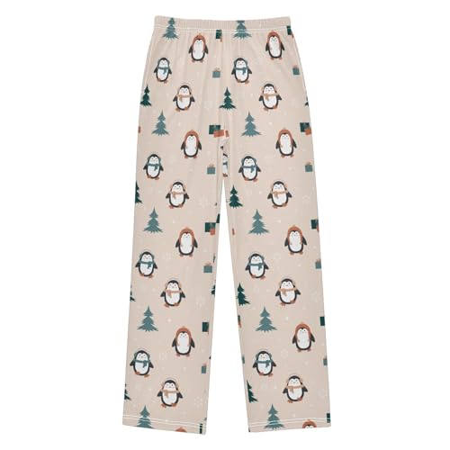 Boys' Pants Christmas Penguin Tree Gift Long Bottoms Jogger Pants Elastic Waist Trousers with Pockets S-XL