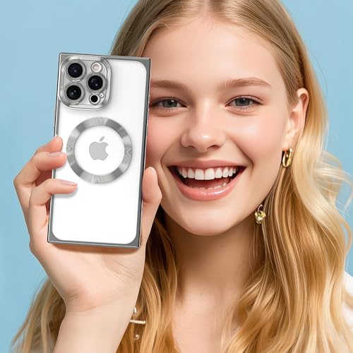 IAIYOXI Rectangle Magnetic Clear Case for iPhone 11 Pro Max, [Compatible with MagSafe],Soft Plating Phone Case with Full Camera Lens Protection,Anti-Scratch Shockproof Slim Cover, Silver by IAIYOXI - Used condition - Image 7