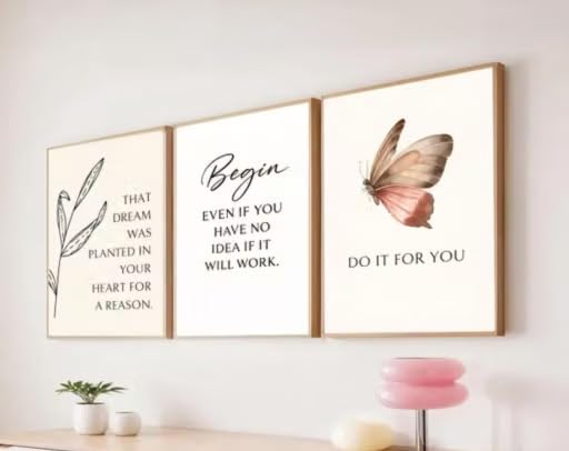 Motivational Quote Wall Frame Set of 3 Minimalist Wooden Art (Design_05)-image-47