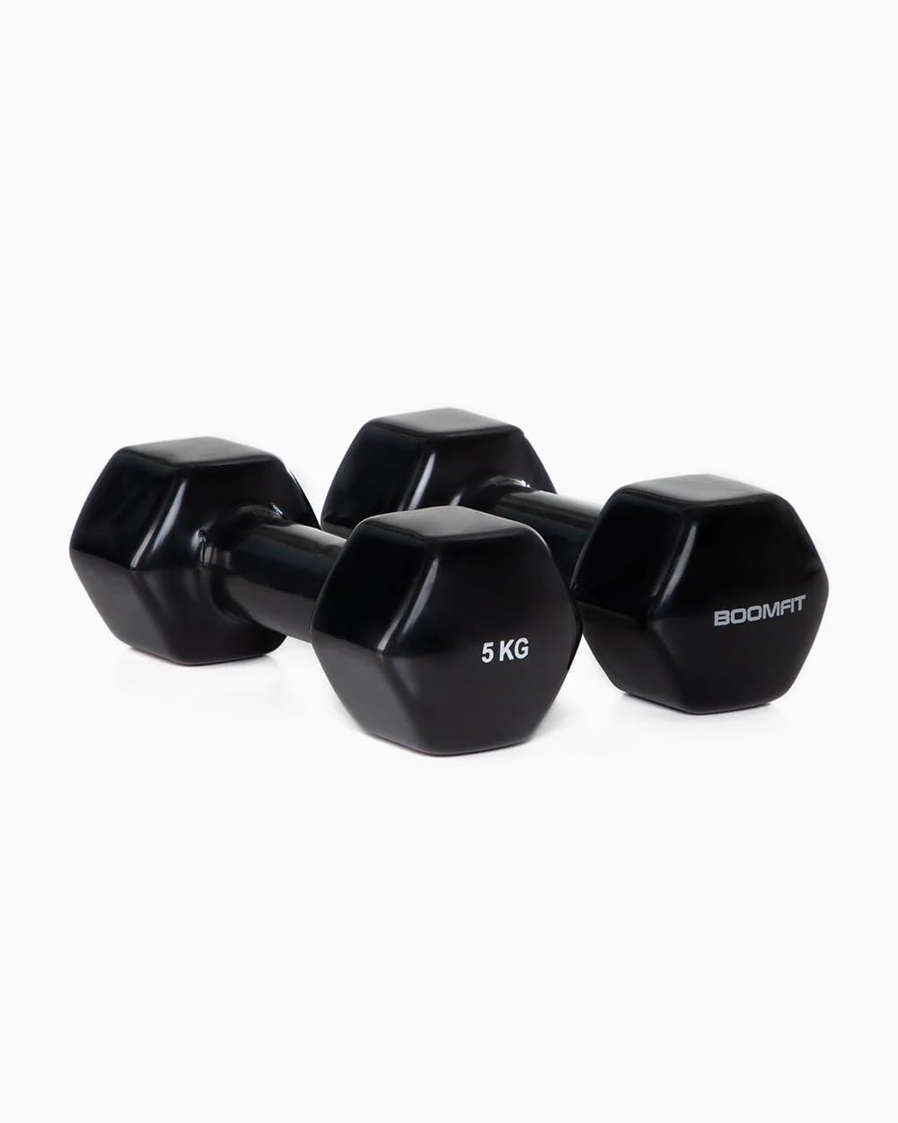 BOOMFIT Coppia di manubri in vinile per bodybuilding | Pesi da 1-5 kg | Kit Altere Fitness per uso domestico per donne e uomini | Antiscivolo per pilates e palestra