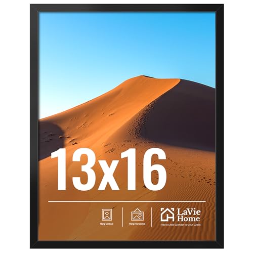 LaVie Home 13x16 Picture Frame for Wall Display, 13x16 Black Picture Frame with HD Plexiglas, 13 x 16 Poster Frame 1 Pack, Display Frame for Vertical or Horizontal, Classic Collection