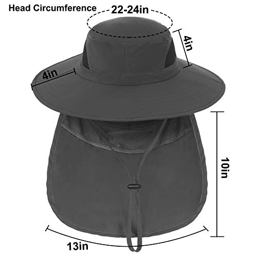 Sun Hats For Men Women Fishing Hat Upf 50+ Breathable Waterproof Wide Brim Hat (Dark Gray B) #TOP2