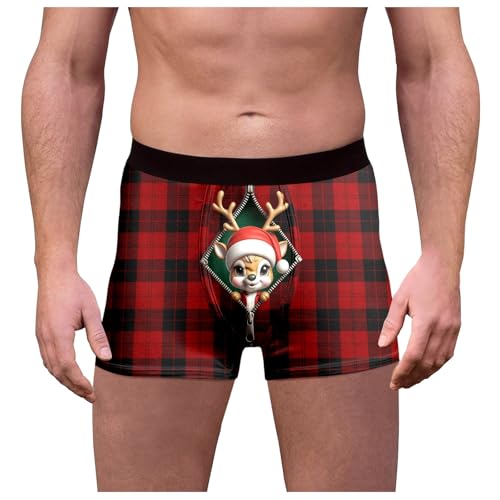 Boxershorts Weihnachten Herren Lustige Sexy Unterhosen Männer Weihnacht Weinacht Weihnachts Unterwäsche Weihnachtskostüm Rot, S