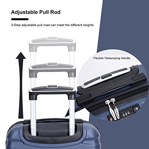 Mbolyeer 20" Carry On Luggage - Abs Hard Shell Luggage - Lightweight Suitcase With Spinner Wheels, Tsa Lock For Travel, Back To School And Business Travel (Blue) #TOP3