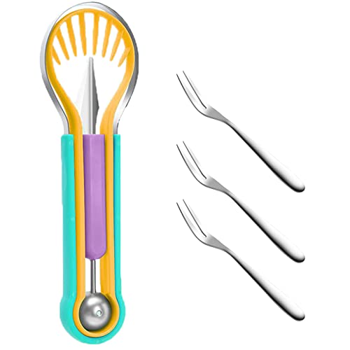 Obst Löffel Cutter Set, Melonenlöffel, Fruchtschnitzwerkzeuge, Küche Gemüse Werkzeuge zum Schneiden und Schnitzen. (Mehrfarbig) Cover