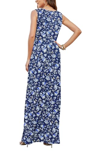 Image of AUSELILY Women's Sleeveless Formal Dress Deep V Neck Loose Plain Cocktail Long Maxi Dresses with Pockets 2026 New