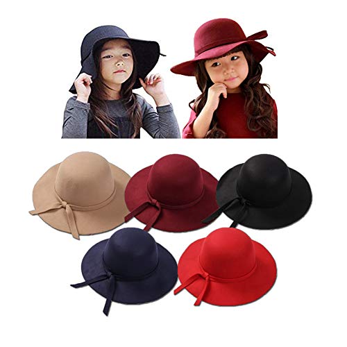Lxxiashi GLDMTJ008-MYH-HSJIA1 Toddler Baby Girls Bow Wide Brim Felt Bowler Hat Photography Prop Bucket Hat Beach Sun Protect Caps 2-8T cover