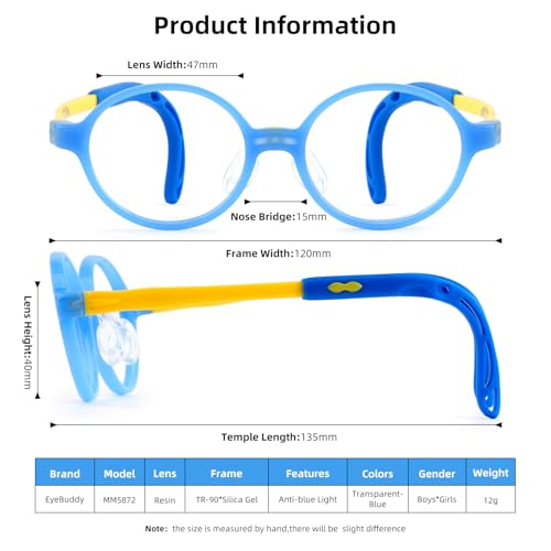 Image of EYEBUDDY Blue Light Glasses for Kids Boys Girls,Computer Gaming Bluelight Glasses,Fake Glasses for Ages 2-12