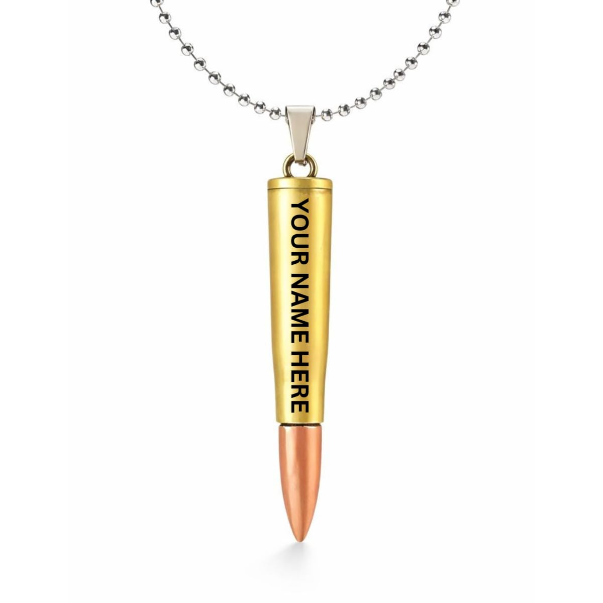 Customized Bullet Chain Pendant Necklace for Men, Gold and Copper Tone, Fashion Jewelry Locket-image-7