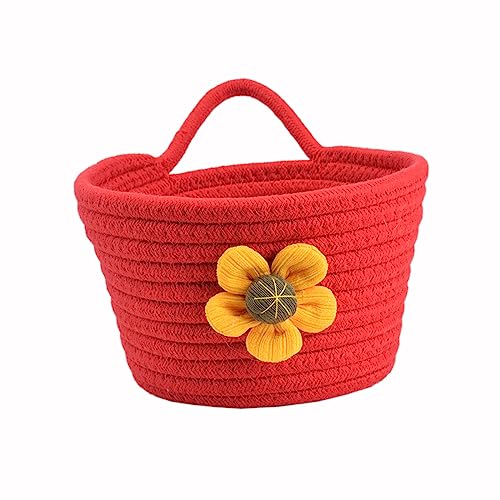Wambere Aufbewahrungskorb Baumwollseil Geflochten,Korb Aufbewahrung Körbchen Wickeltisch Organizer,Korb Aufbewahrung Aufbewahrungsbox Für Deko Schlafzimmer Wohnzimmer und Waschküche,Rot
