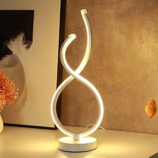 Modern Table Lamp, Energy-Saving Spiral Acrylic Metal Desk Lamps, Bedroom Bedside Decorative Lights Night Lamp, Reading Desk Light Home Living Study Room LED Night Light