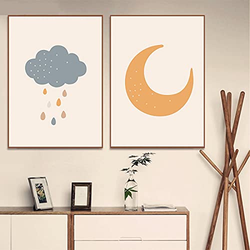 Toile peinture abstrait arc-en-ciel beige boho 30x45cm lot de 3