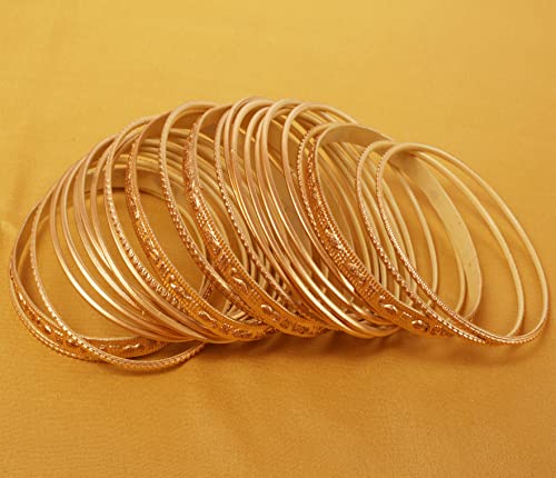 Touchstone "Colorful 2 Dozen Bangle Collection Indian Bollywood Alloy Designer Jewelry Special Large Size Bangle Bracelets Set of 24 in Gold Tone for Women.3