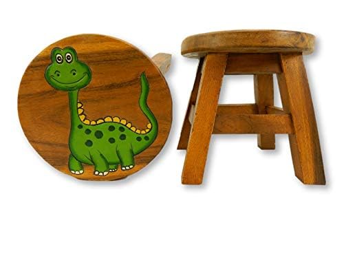 Children's Wooden Stool, Long Neck Dinosaur Design - Handmade Acacia Wood - Small Chair, Footstool or Side Table - Nursery & Bedroom Decor - Fun Step Stool for Kids - Ideal Christmas & Birthday Gift