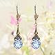 Jugendstil Ohrhänger Gold Blau Markenkristalle Light Sapphire Hellblau Vintage Schmuck NOBEL SCHMUCK