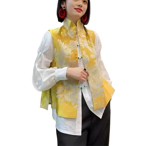 Traje de primavera estilo chino para mujer chaleco oriental con botones de rana JYHBHMZG