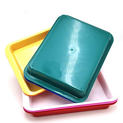 Wuweot 7 Pack Plastic Activity Tray, Multiuse Art And Crafts Organizer Tray Serving Tray For Slime And Sensory Toys, Beads, Orbeez Water Beads, Painting, Diy Projects, Fun Home Activities #TOP3