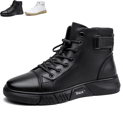 Men’s Genuine Leather Orthopaedic Boots Comfortable Non-Slip Shock-Absorbing Side Zipper Ankle Boots Casual Round Toe Boots (Black, M, Adult, Men, 10.5, Numeric, US Footwear Size System, Medium)